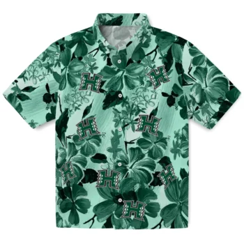 hawaii rainbow warriors hibiscus arrangement green hawaiian shirts best selling