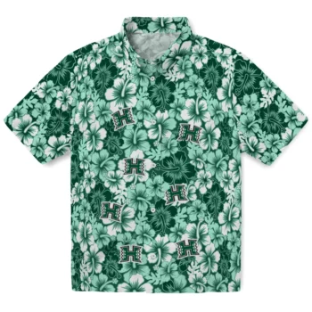 hawaii rainbow warriors hibiscus blooms green hawaiian shirts best selling