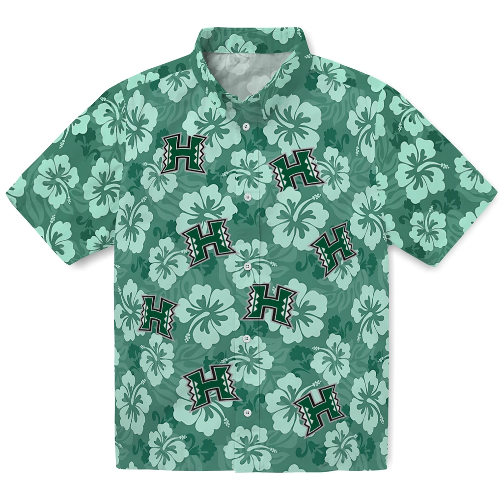 Hawaii Rainbow Warriors Hawaiian Shirt - Hibiscus Cluster hawaii rainbow warriors hibiscus cluster green hawaiian shirts best selling