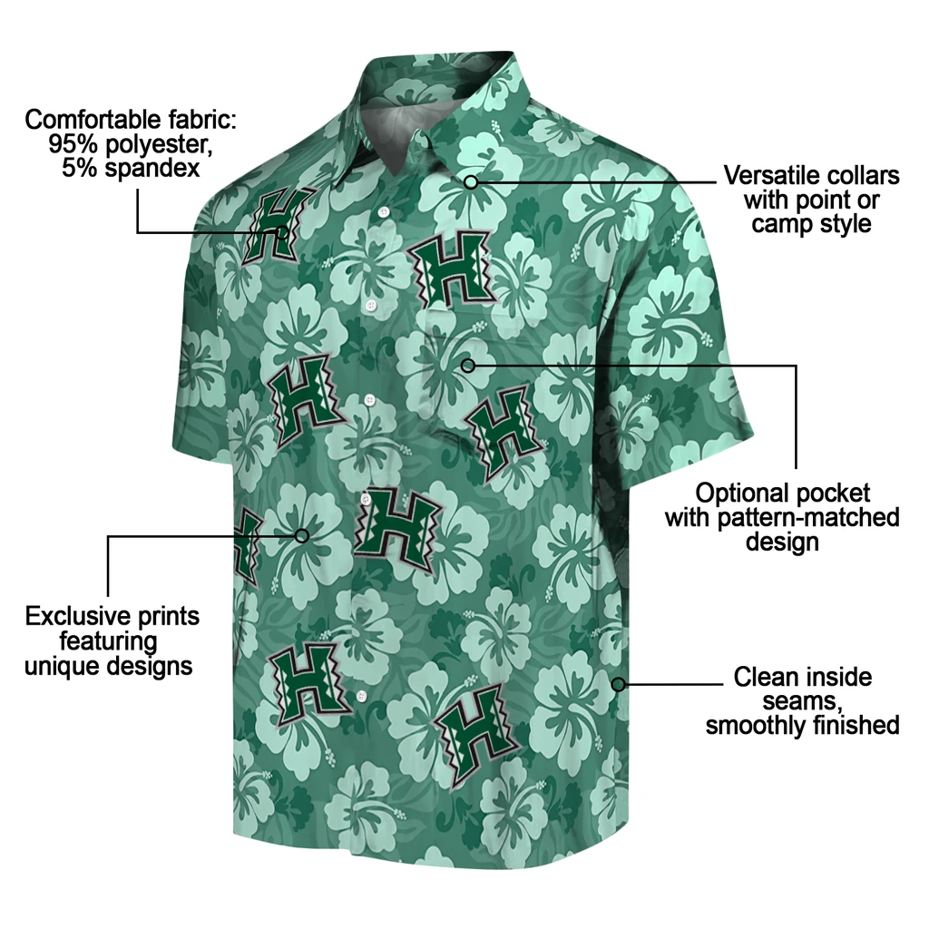 Hawaii Rainbow Warriors Hawaiian Shirt - Hibiscus Cluster hawaii rainbow warriors hibiscus cluster green hawaiian shirts new arrival