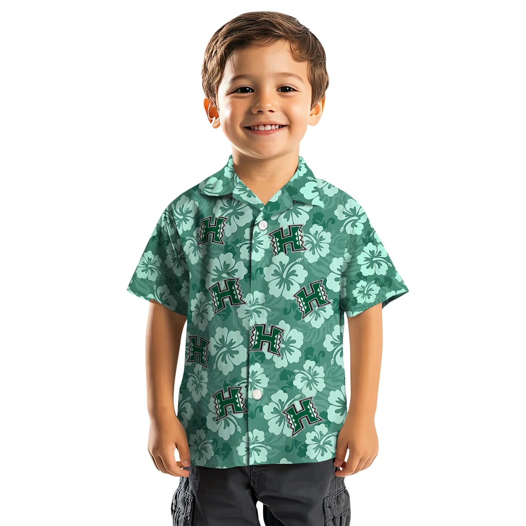 Hawaii Rainbow Warriors Hawaiian Shirt - Hibiscus Cluster hawaii rainbow warriors hibiscus cluster green hawaiian shirts top rated