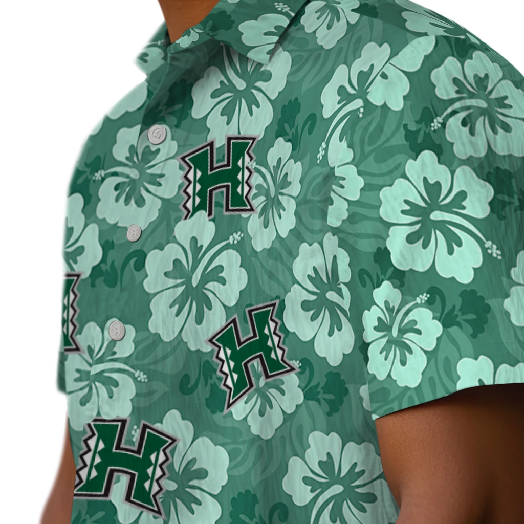 Hawaii Rainbow Warriors Hawaiian Shirt - Hibiscus Cluster hawaii rainbow warriors hibiscus cluster green hawaiian shirts trendy