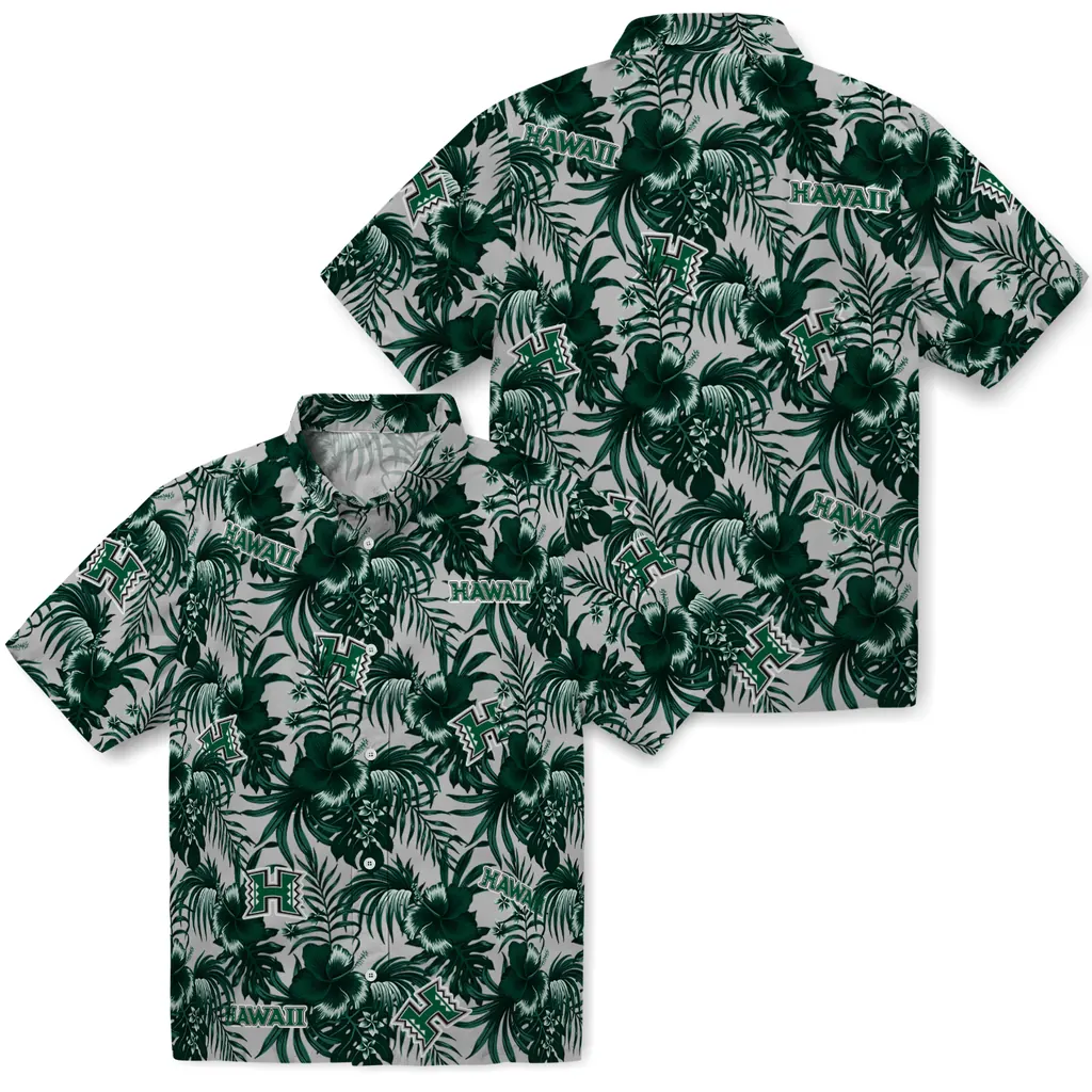 Hawaii Rainbow Warriors Hawaiian Shirt - Hibiscus Exotic hawaii rainbow warriors hibiscus exotic green hawaiian shirts high quality