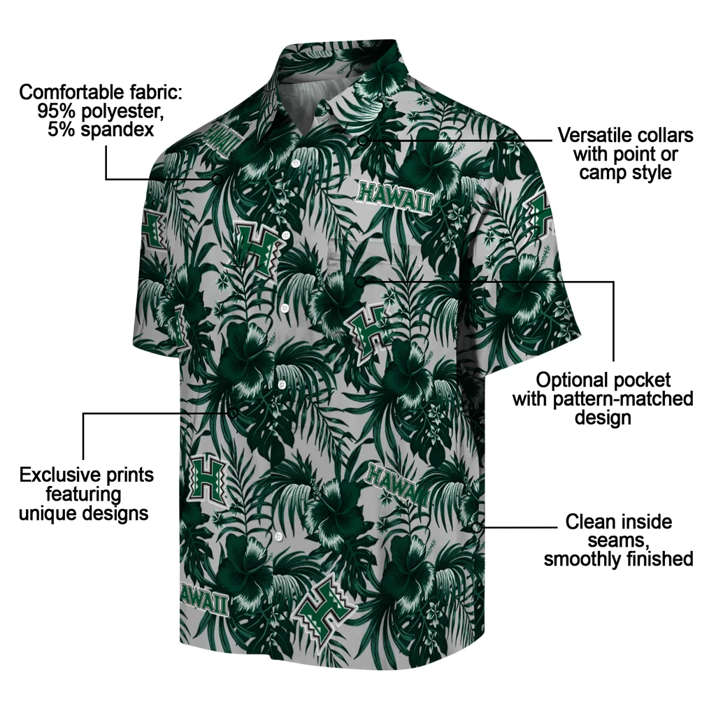 Hawaii Rainbow Warriors Hawaiian Shirt - Hibiscus Exotic hawaii rainbow warriors hibiscus exotic green hawaiian shirts new arrival