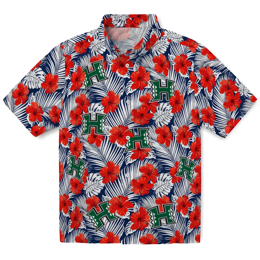 Hawaii Rainbow Warriors Hawaiian Shirt - Hibiscus Fiesta hawaii rainbow warriors hibiscus fiesta red royal blue hawaiian shirts best selling