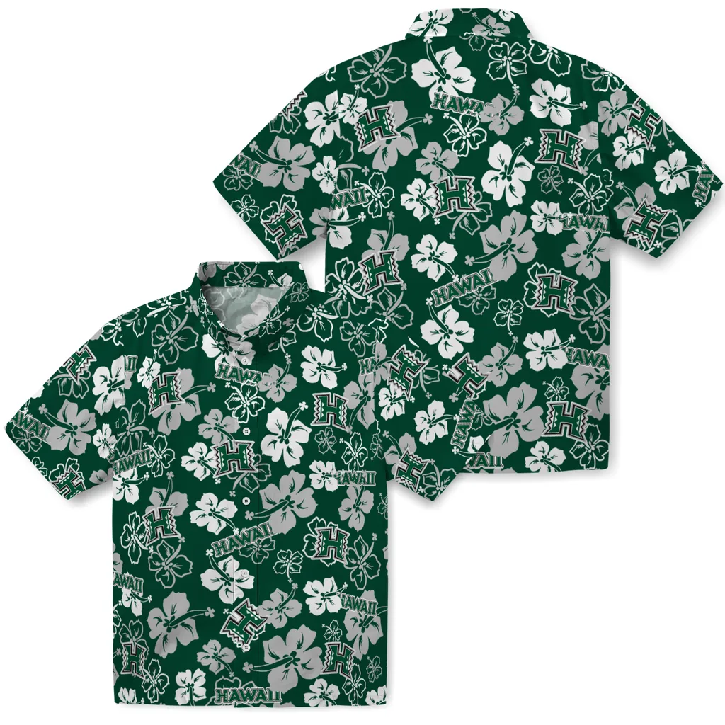 Hawaii Rainbow Warriors Hawaiian Shirt - Hibiscus Flower Design hawaii rainbow warriors hibiscus bloom green hawaiian shirts high quality