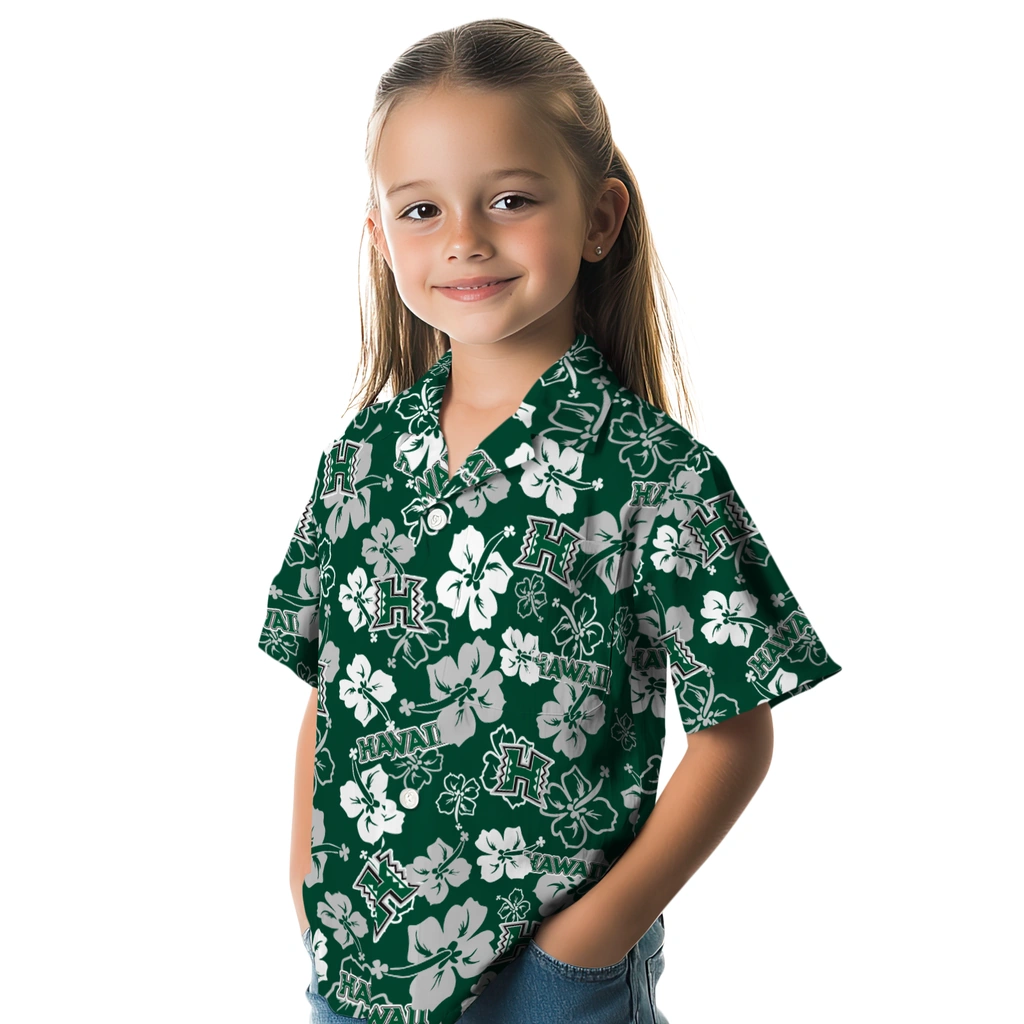 Hawaii Rainbow Warriors Hawaiian Shirt - Hibiscus Flower Design hawaii rainbow warriors hibiscus bloom green hawaiian shirts premium grade
