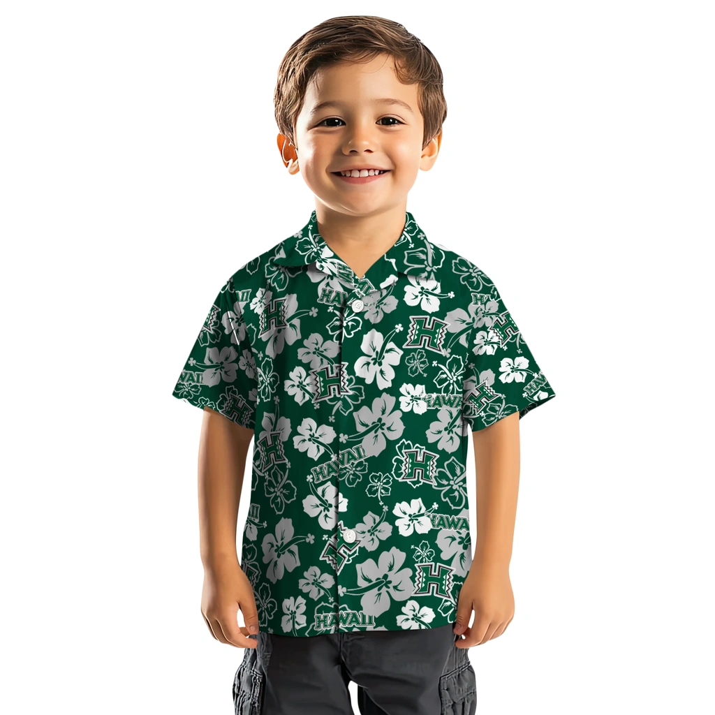 Hawaii Rainbow Warriors Hawaiian Shirt - Hibiscus Flower Design hawaii rainbow warriors hibiscus bloom green hawaiian shirts top rated