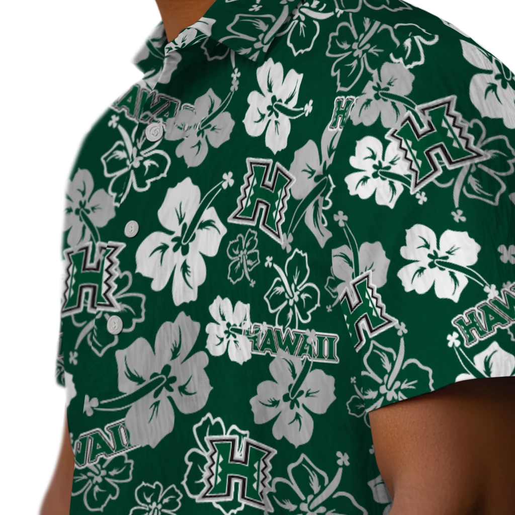 Hawaii Rainbow Warriors Hawaiian Shirt - Hibiscus Flower Design hawaii rainbow warriors hibiscus bloom green hawaiian shirts trendy