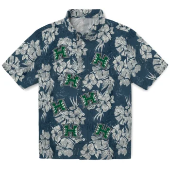 hawaii rainbow warriors hibiscus flowers navy blue hawaiian shirts best selling