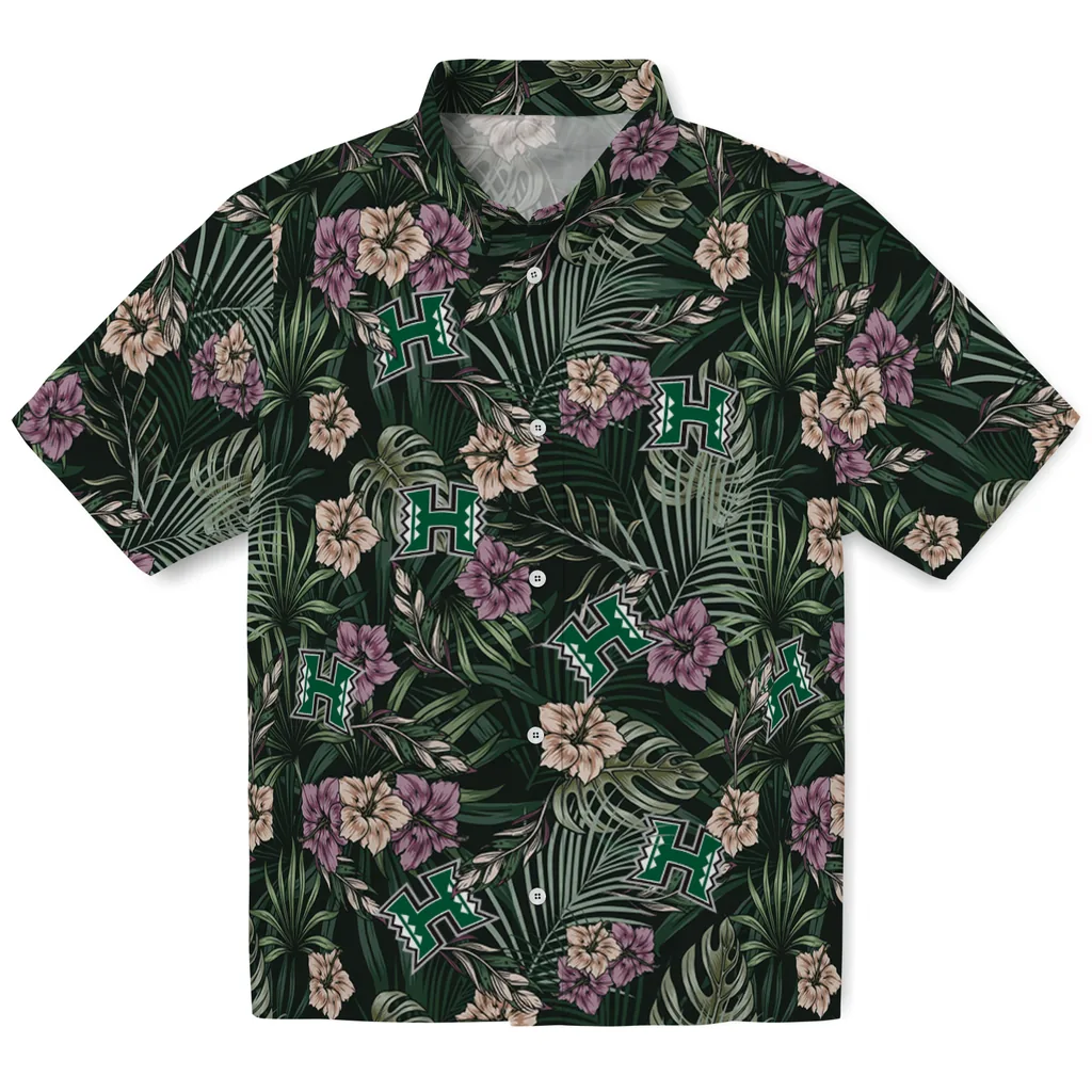 Hawaii Rainbow Warriors Hawaiian Shirt - Hibiscus Leaves Pattern hawaii rainbow warriors hibiscus leaves pattern green hawaiian shirts best selling