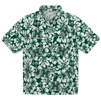 hawaii rainbow warriors hibiscus motif green white hawaiian shirts best selling