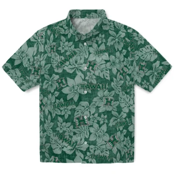 hawaii rainbow warriors hibiscus oasis green hawaiian shirts best selling