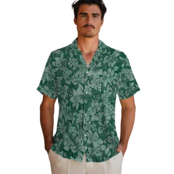 hawaii rainbow warriors hibiscus oasis green hawaiian shirts fashion forward