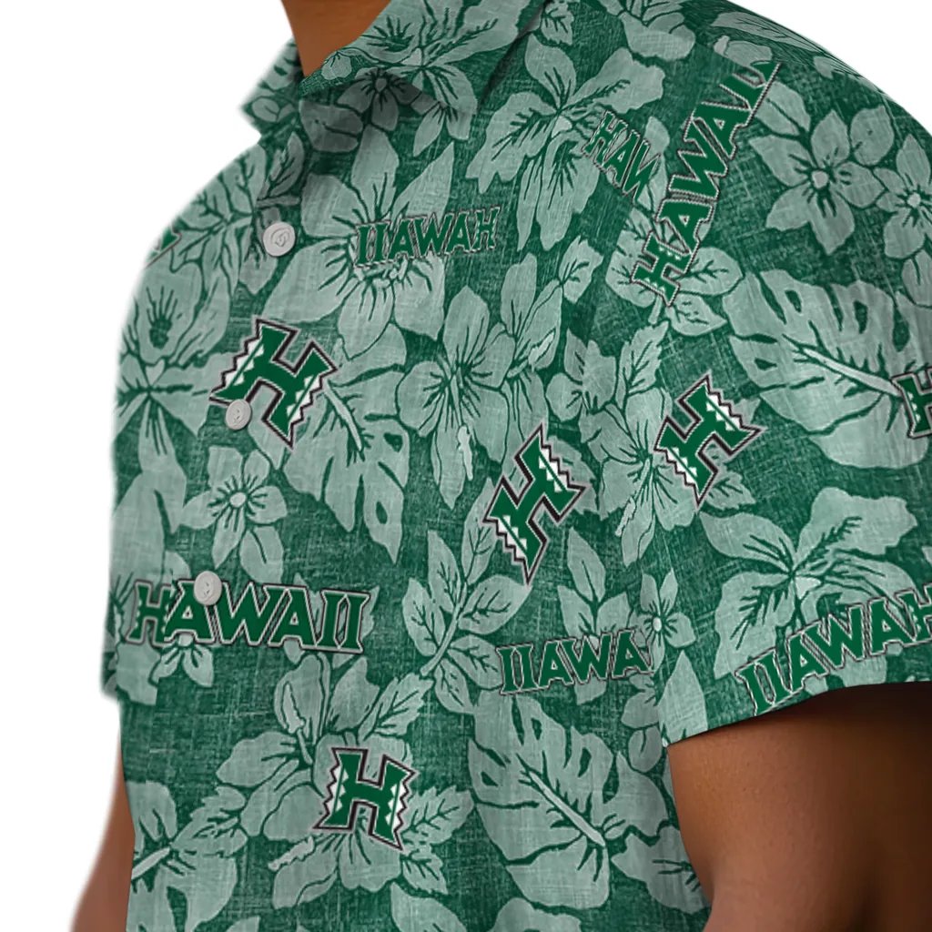 Hawaii Rainbow Warriors Hawaiian Shirt - Hibiscus Oasis hawaii rainbow warriors hibiscus oasis green hawaiian shirts trendy