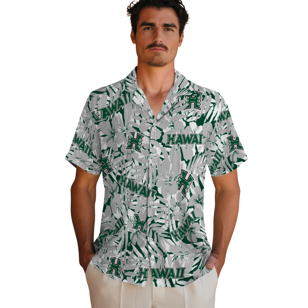 Hawaii Rainbow Warriors Hawaiian Shirt - Hibiscus Overlay hawaii rainbow warriors hibiscus overlay hawaiian shirts fashion forward