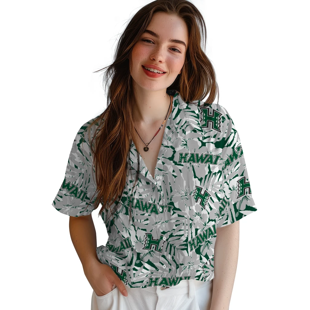 Hawaii Rainbow Warriors Hawaiian Shirt - Hibiscus Overlay hawaii rainbow warriors hibiscus overlay hawaiian shirts latest model