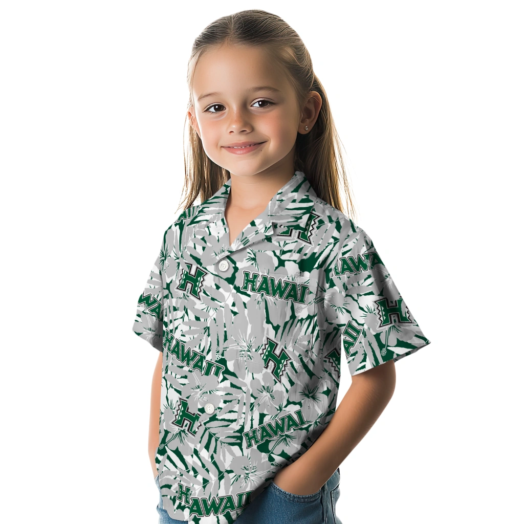 Hawaii Rainbow Warriors Hawaiian Shirt - Hibiscus Overlay hawaii rainbow warriors hibiscus overlay hawaiian shirts premium grade