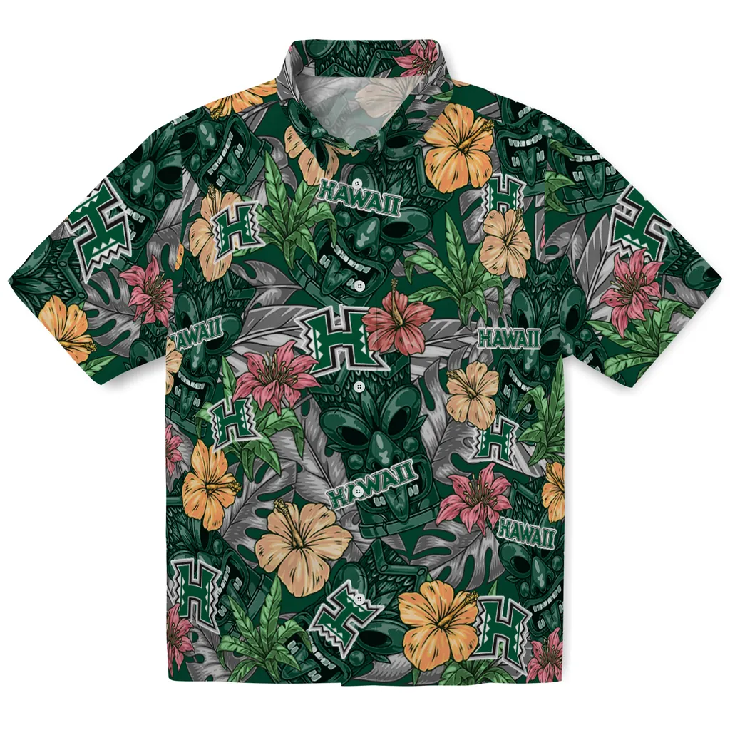 Hawaii Rainbow Warriors Hawaiian Shirt - Hibiscus Tiki Jungle hawaii rainbow warriors tiki jungle green hawaiian shirts best selling