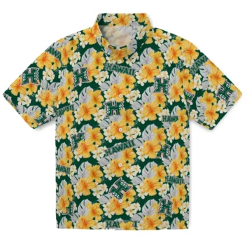 hawaii rainbow warriors hibiscus tropics green yellow hawaiian shirts best selling