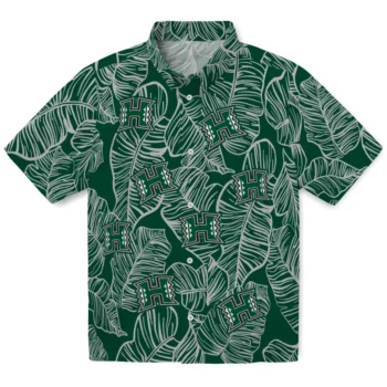 hawaii rainbow warriors leaf outline green hawaiian shirts best selling