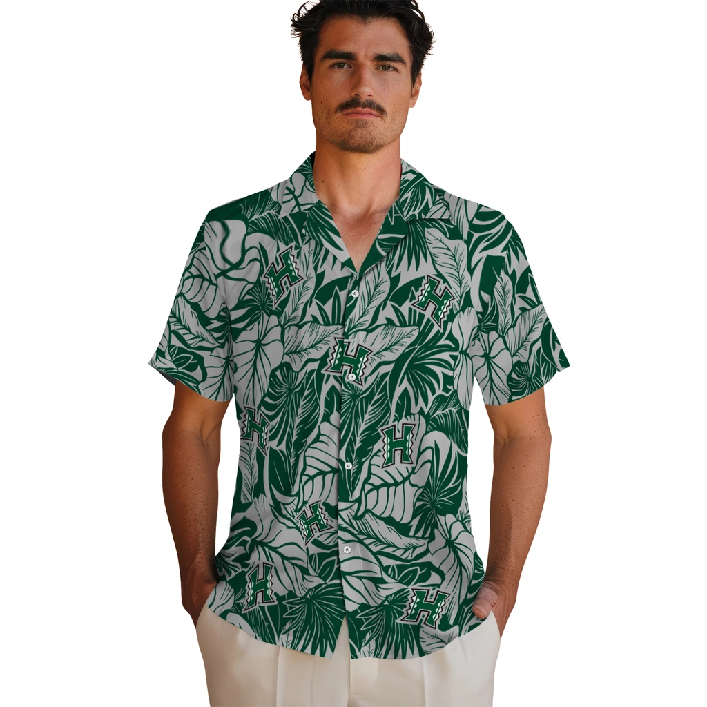 Hawaii Rainbow Warriors Hawaiian Shirt - Monstera Layer hawaii rainbow warriors monstera layer green hawaiian shirts fashion forward