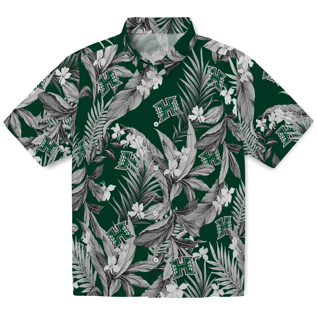 Hawaii Rainbow Warriors Hawaiian Shirt - Palm Leaves hawaii rainbow warriors palm leaves green hawaiian shirts best selling