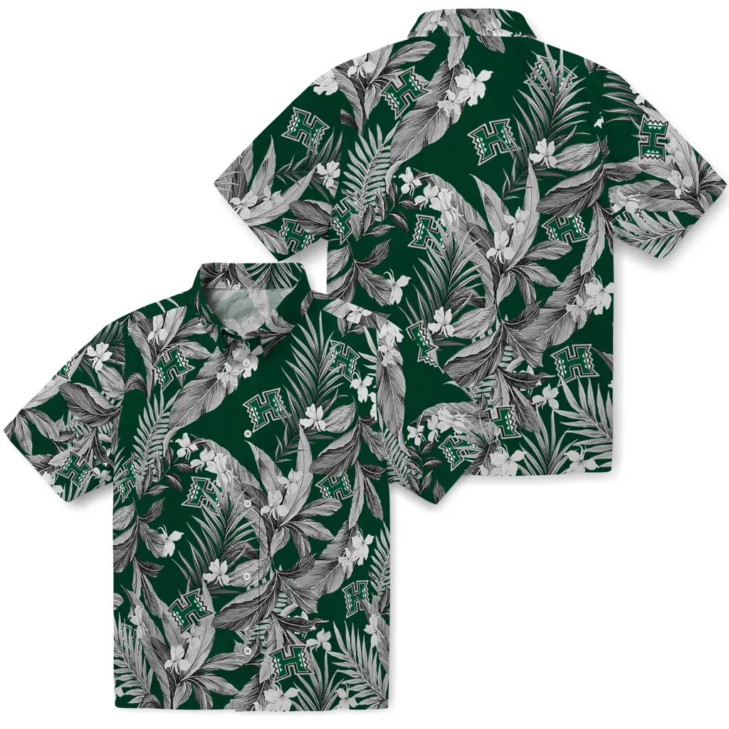 Hawaii Rainbow Warriors Hawaiian Shirt - Palm Leaves hawaii rainbow warriors palm leaves green hawaiian shirts high quality