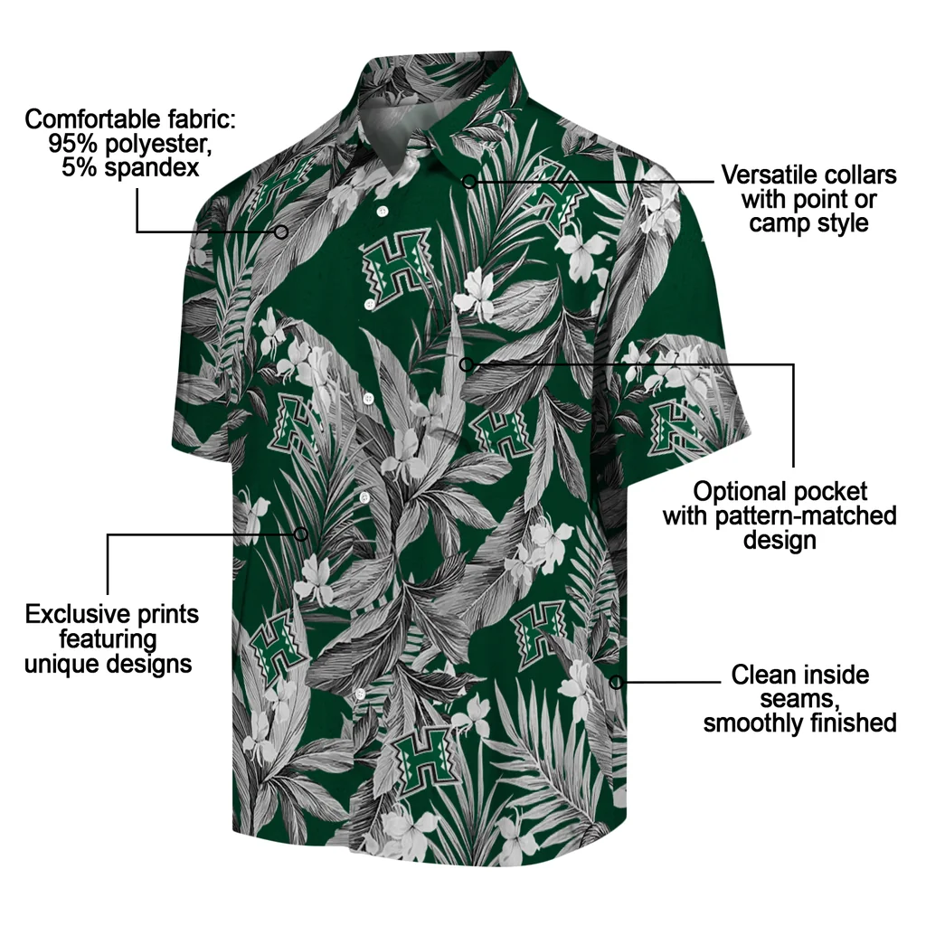 Hawaii Rainbow Warriors Hawaiian Shirt - Palm Leaves hawaii rainbow warriors palm leaves green hawaiian shirts new arrival