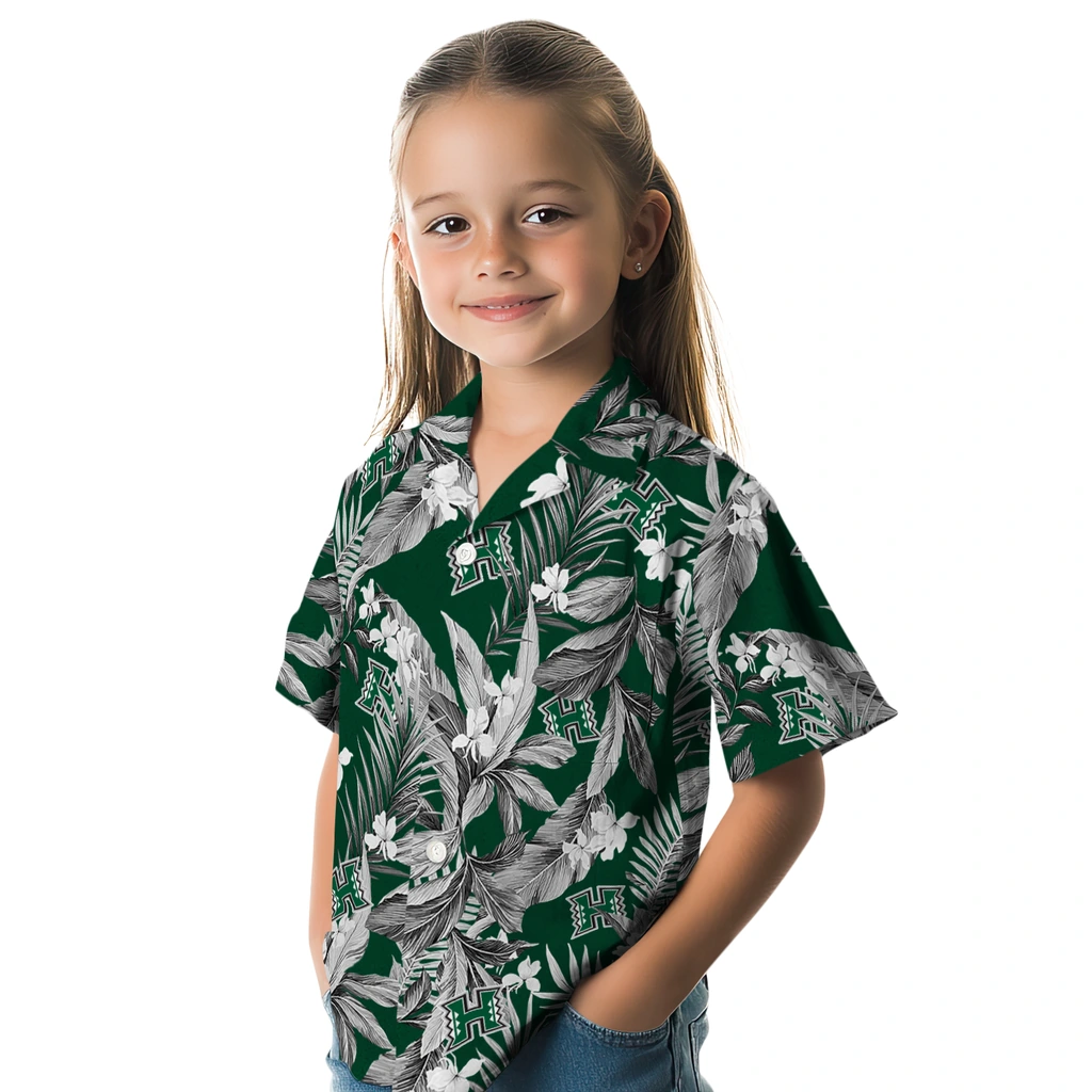 Hawaii Rainbow Warriors Hawaiian Shirt - Palm Leaves hawaii rainbow warriors palm leaves green hawaiian shirts premium grade