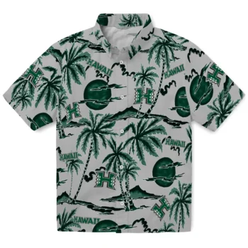 hawaii rainbow warriors palm sunset hawaiian shirts best selling