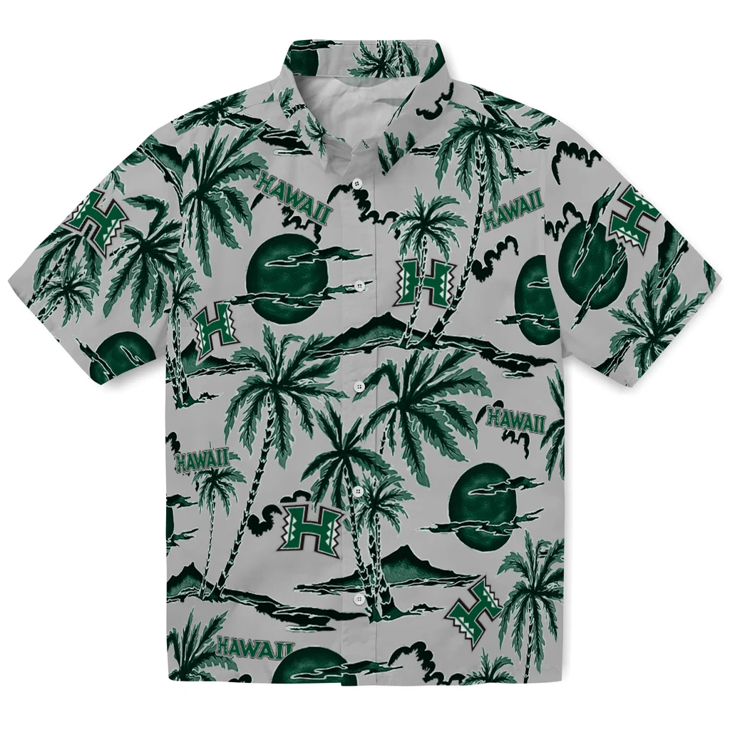 Hawaii Rainbow Warriors Hawaiian Shirt - Palm Sunset hawaii rainbow warriors palm sunset hawaiian shirts best selling