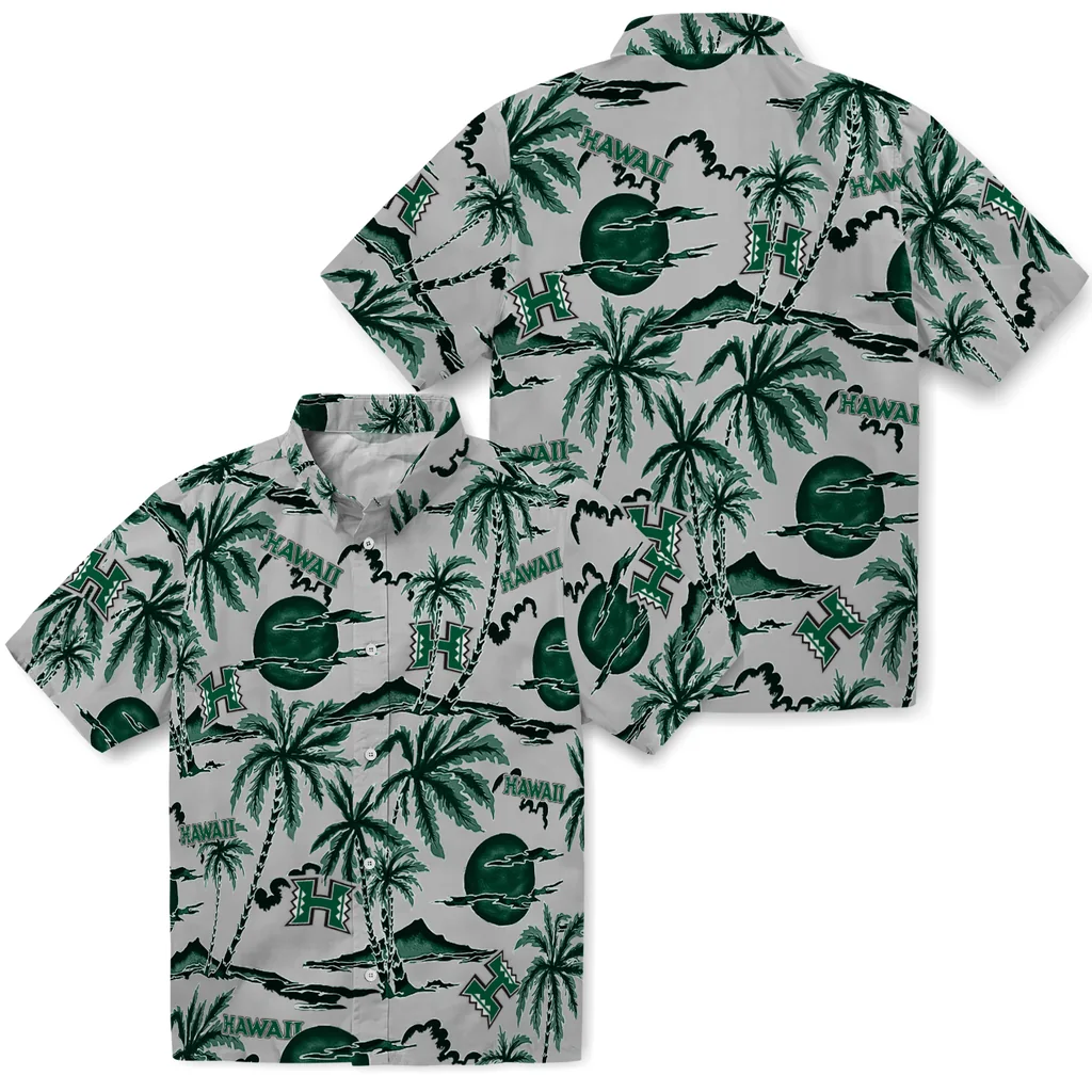 Hawaii Rainbow Warriors Hawaiian Shirt - Palm Sunset hawaii rainbow warriors palm sunset hawaiian shirts high quality