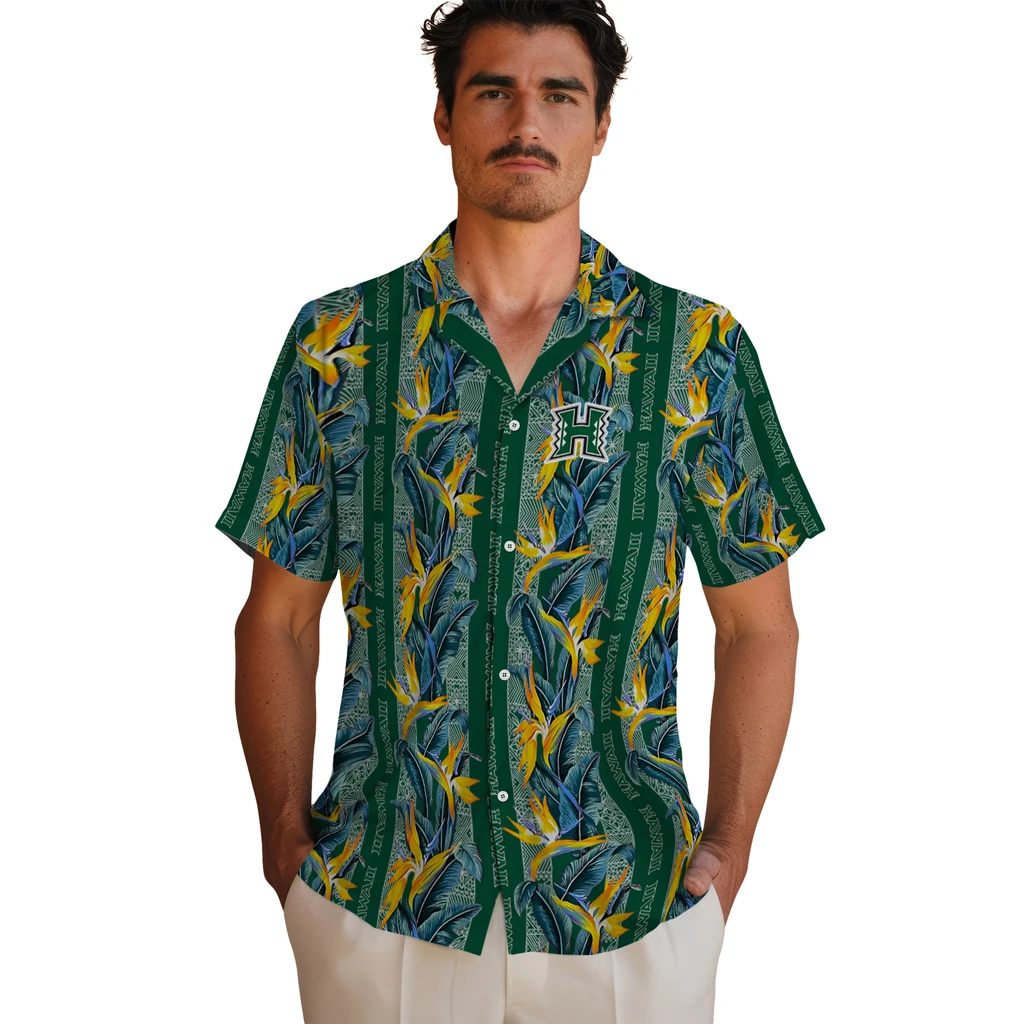 Hawaii Rainbow Warriors Hawaiian Shirt - Paradise Vines hawaii rainbow warriors paradise vines green hawaiian shirts fashion forward