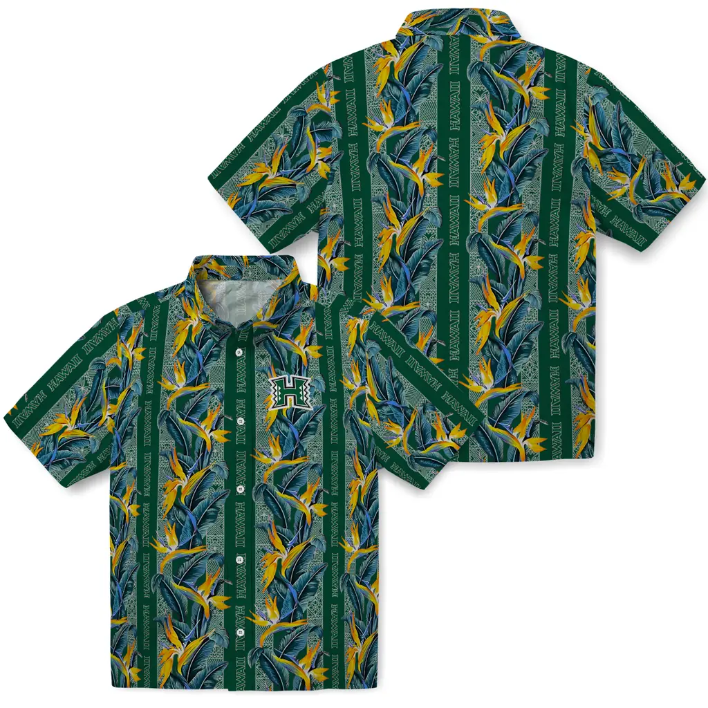 Hawaii Rainbow Warriors Hawaiian Shirt - Paradise Vines hawaii rainbow warriors paradise vines green hawaiian shirts high quality