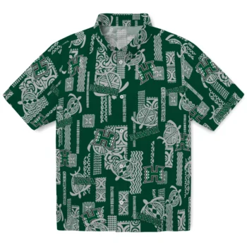 hawaii rainbow warriors turtle lines green hawaiian shirts best selling