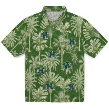 hawaii rainbow warriors palm shadows green hawaiian shirts best selling