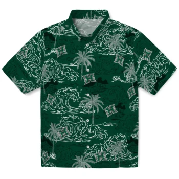 hawaii rainbow warriors wave palm green hawaiian shirts best selling