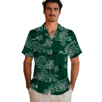 hawaii rainbow warriors wave palm green hawaiian shirts fashion forward