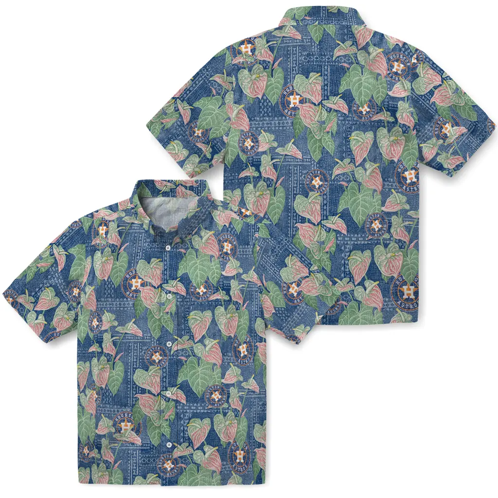Houston Astros Hawaiian Shirt - Anthurium Overlay houston astros anthurium overlay blue hawaiian shirts high quality