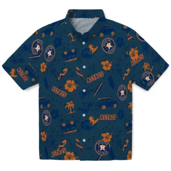 houston astros beach vibe navy hawaiian shirts best selling