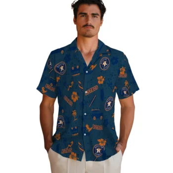 houston astros beach vibe navy hawaiian shirts fashion forward