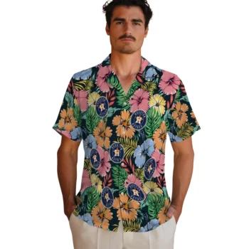 houston astros brilliant hibiscus garden hawaiian shirts fashion forward