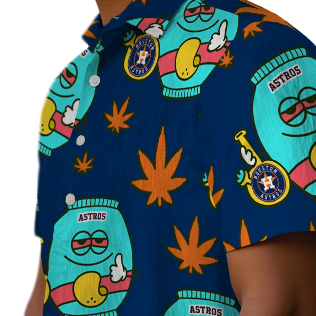 Houston Astros Hawaiian Shirt - Chill Vibe houston astros bong smile blue hawaiian shirts trendy