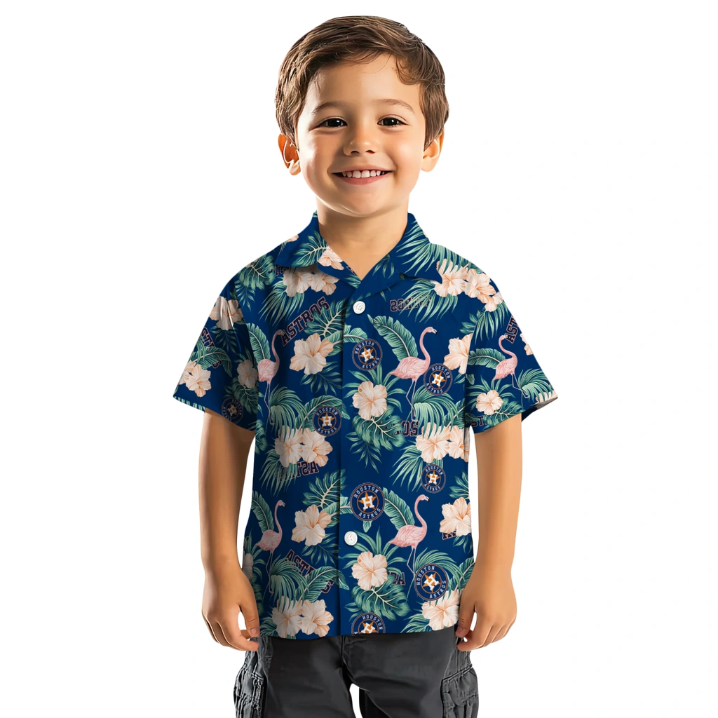 Houston Astros Hawaiian Shirt - Flamingo and Hibiscus houston astros flamingo palms blue hawaiian shirts top rated