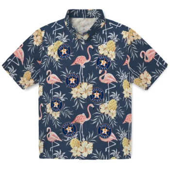 houston astros flamingo hibiscus navy hawaiian shirts best selling
