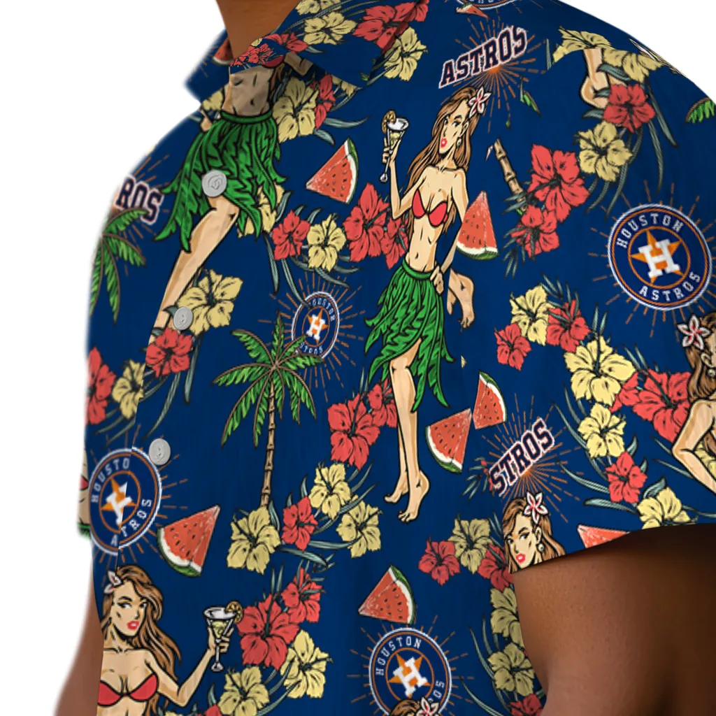 Houston Astros Hawaiian Shirt - Hawaiian Girls Design houston astros hawaiian girls design blue hawaiian shirts trendy