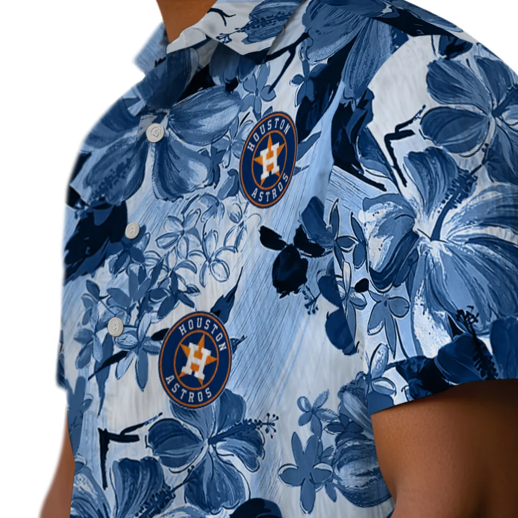Houston Astros Hawaiian Shirt - Hibiscus Arrangement houston astros hibiscus arrangement blue hawaiian shirts trendy