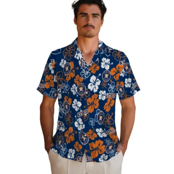 houston astros hibiscus bloom blue hawaiian shirts fashion forward