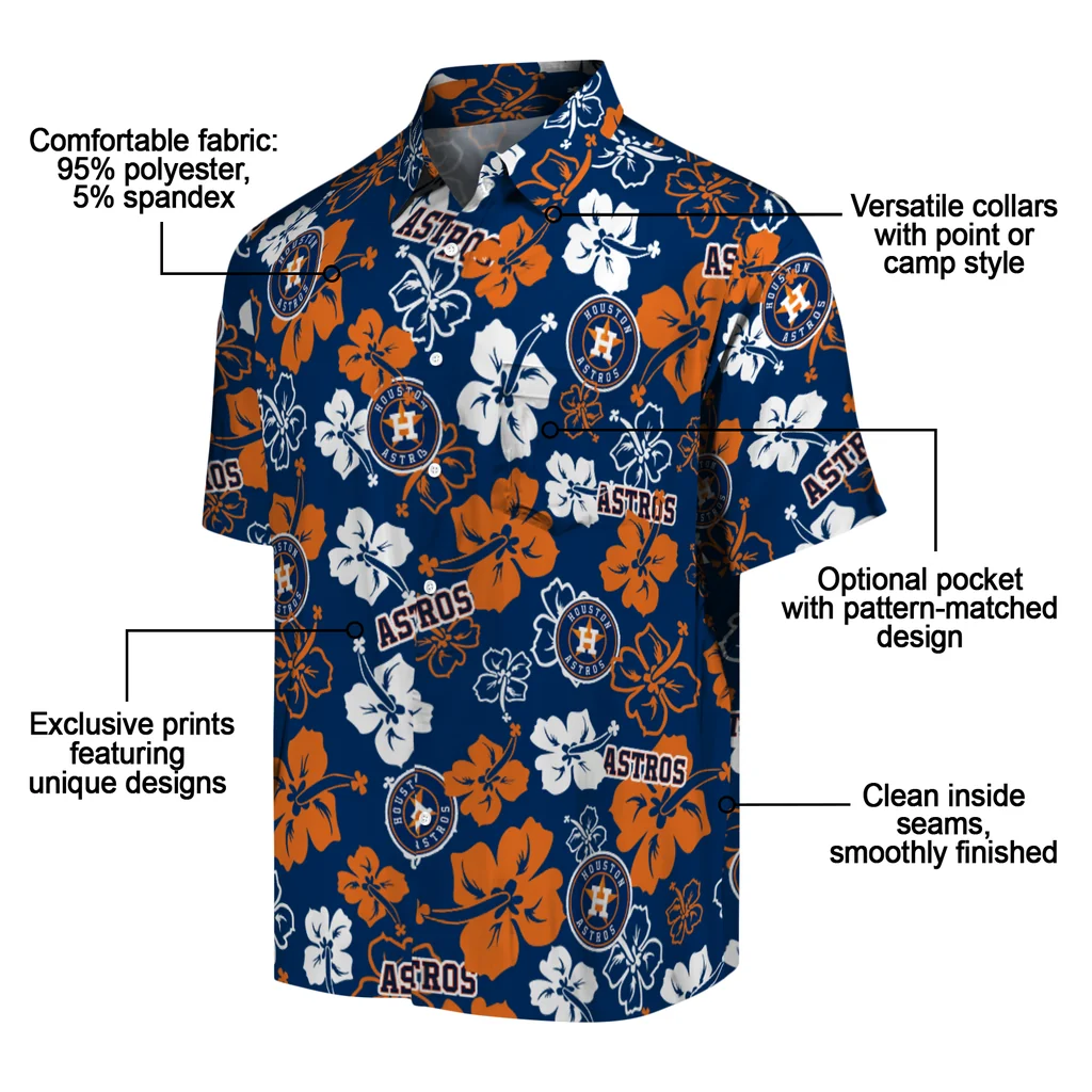 Houston Astros Hawaiian Shirt - Hibiscus Flower Design houston astros hibiscus bloom blue hawaiian shirts new arrival